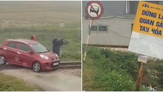 Đứng tim khoảnh khắc tàu hỏa phanh khẩn cấp cứu ô tô mắc kẹt trên đường ray, tài xế rất nhanh trí xử lý