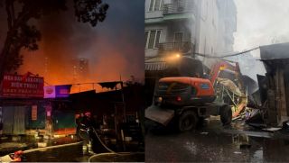 Máy xúc mở lối then chốt giúp cảnh sát khống chế đám cháy chợ Xanh, Hà Nội: Khẩn trương làm rõ nguyên nhân?