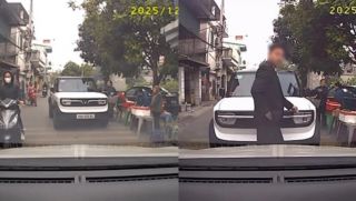 Dừng ngang ngược giữa đường để mua xôi, phản ứng khó hiểu của nam tài xế gây bức xúc