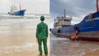 Phát hiện ‘tàu ma’ mắc cạn ở Quảng Ngãi, trên tàu có nhiều dấu vết bất thường 