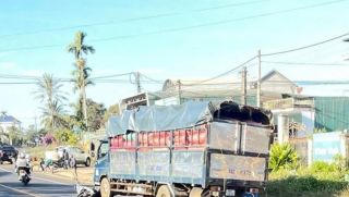 Hiện trường tang thương xe tải tông hai vợ chồng đi xe máy tử vong tại chỗ ở Mang Yang, Gia Lai