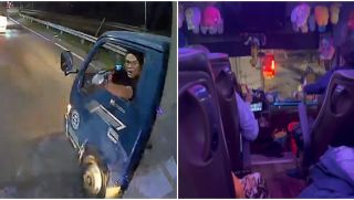 Camera tiết lộ tình tiết bất ngờ trước khi xe khách rượt đuổi xe tải khiến hành khách hoảng loạn