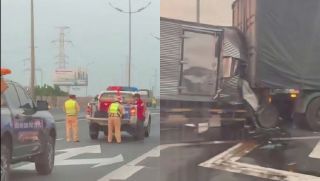 Hiện trường vụ tai nạn trên cao tốc Trung Lương: Tài xế tử vong, cabin xe tải biến dạng