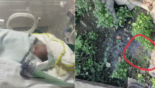 Tình hình bé sơ sinh nguy kịch khi bị bỏ dưới rãnh nước thải với mùi hôi nồng nặc, không mặc quần áo