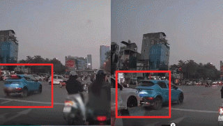 Hà Nội: Cái kết ‘đắng’ cho tài xế ô tô vượt đèn đỏ, thấy CSGT liền hoảng loạn lùi xe gây va chạm mạnh