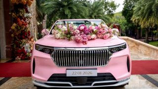 Đám cưới Minh Hoàng – Phương Nhi: VinFast VF 9 mui trần độ Lạc Hồng gây chú ý trong lễ đón dâu