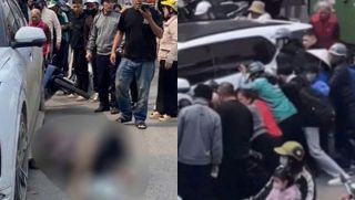 Hiện trường ô tô lùi khiến 2 người thương vong ở Hà Nội: Hàng chục người vây quanh cứu nạn nhân