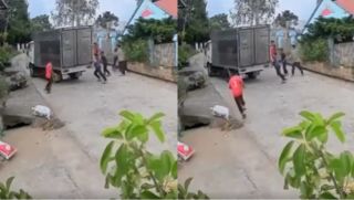 Camera ghi lại cảnh xe tải mất phanh, tuột dốc nguy hiểm, hành động của 3 học sinh khiến CĐM vỗ tay