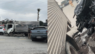 3 ô tô tông liên hoàn khiến xe bán tải vỡ nát: Tài xế bán tải rời hiện trường, nguyên nhân va chạm?