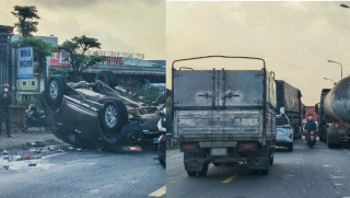 Sợ hãi khi thấy tai nạn liên hoàn ở đường tránh Vĩnh Điện: Ô tô con lật ngửa, tình hình các nạn nhân