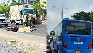 Hiện trường vụ tai nạn giao thông nghiêm trọng ở TPHCM khiến người đi xe máy tử vong tại chỗ