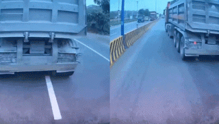 TP.HCM: Camera ghi lại cảnh tài xế xe ben liên tục lạng lách, chèn ép không cho ô tô tải vượt qua