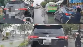 Công an vào cuộc điều tra vụ ô tô con đi giật lùi, chặn xe phía sau: Camera hé lộ diễn biến 'lạ'
