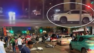 Clip vụ tai nạn ở Trung Kính, Cầu Giấy: Ô tô trắng bỗng dưng lao như phim, tông loạt xe phía trước