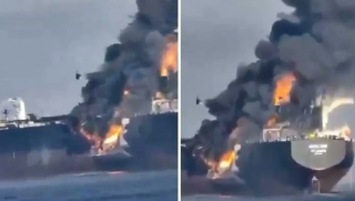 Nghi trúng hỏa lực Iran, tàu chở dầu Kuwait bốc cháy ngoài khơi Dubai