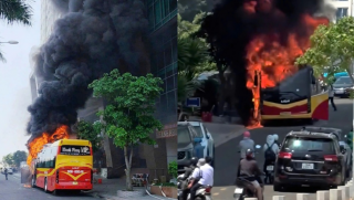 Cháy xe khách sát khách sạn ven biển TP Nha Trang: Nghi có tiếng nổ trước khi lửa bùng lên