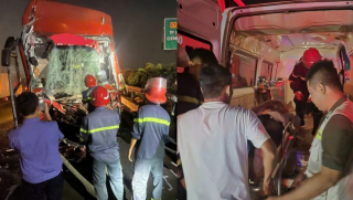 Hiện trường vụ tai nạn trên cao tốc TP.HCM – Long Thành: Xe khách 'dập đầu' xe đầu kéo, tài xế tử vong