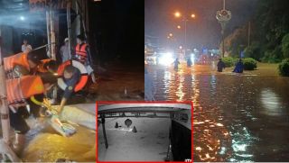 Camera ghi lại cảnh 3 người phụ nữ đi xe máy bị cuốn trôi trong cơn mưa lớn ở Đồng Nai