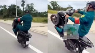 Thông tin bất ngờ về thanh niên mặc trang phục dân quân tự vệ, bốc đầu xe máy, chính thức nhận kết đắng