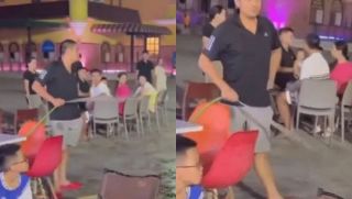 Clip người đàn ông liên tục xịt nước sang quán đối diện ở Cửa Lò: Hiện trường xuất hiện diễn biến bất ngờ