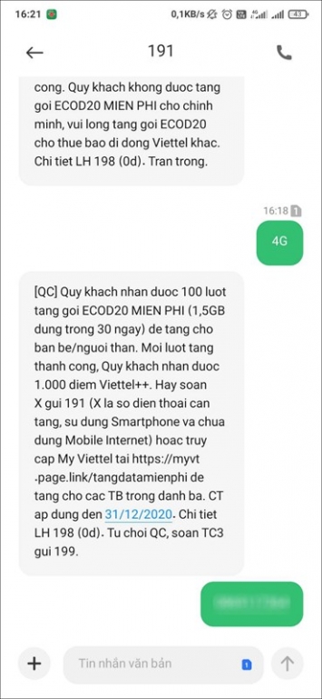 Hướng dẫn nhận MIỄN PHÍ 100 lượt tặng data 4G tốc độ cao của Viettel ảnh 1