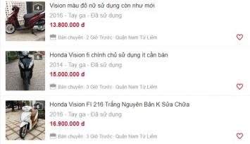 Honda Vision giảm sốc trên chợ xe cũ