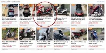 Honda Vision giảm sốc trên chợ xe cũ