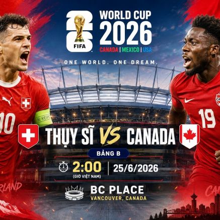 VTV trực tiếp bóng đá Thuỵ Sĩ vs Canada - Link xem trực tiếp World Cup 2026 hôm nay 25/6