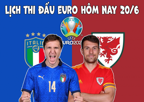 Lịch thi đấu EURO 2021 hôm nay 20/6: Italia vs Xứ Wales