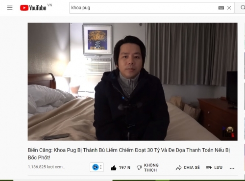 Johnny Dang’s Youtube channels were ‘Spam’ with the message ‘support Khoa Pug’ amid the virtual currency controversy