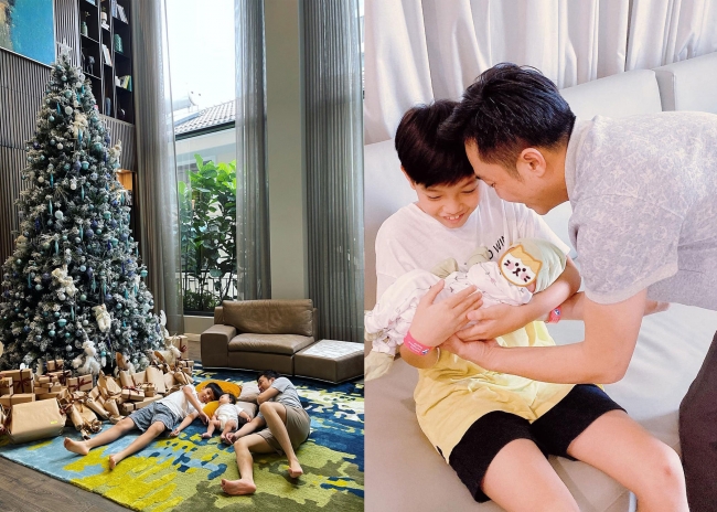 Hình ảnh hạnh phúc của gia đình Cường Đô La - Đàm Thu Trang trong ngày Noel