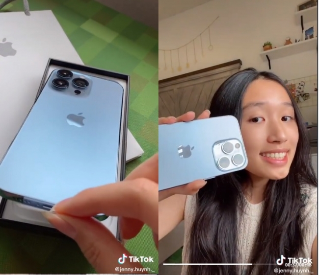 'Rich Kid' Jenny Huynh đập hộp iPhone 13 Pro Max khiến cư dân mạng 'trầm trồ'