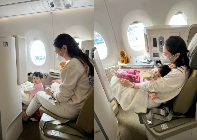 Cường Đô La thích thú chia sẻ loạt ảnh chuyến bay đầu tiên năm 2022 của Suchin bên Đàm Thu Trang