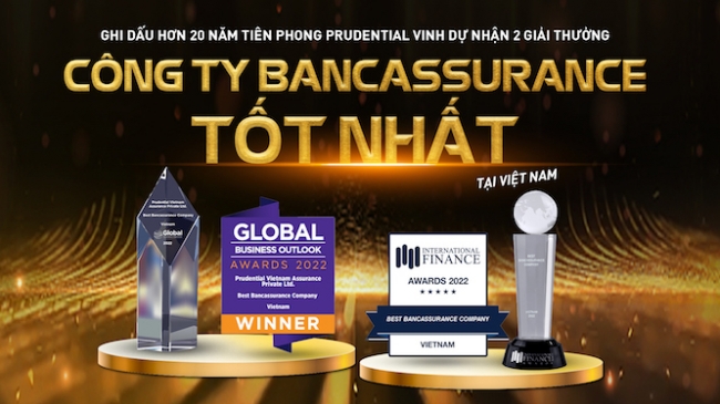 Prudential VN nhận 2 giải thưởng uy tín cho kênh phân phối qua hợp tác Ngân hàng