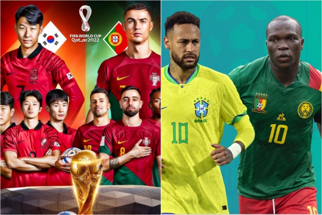 Lịch thi đấu World Cup hôm nay 2/12: Ronaldo và Son Heung-min đối đầu; Brazil thắng dễ Cameroon?
