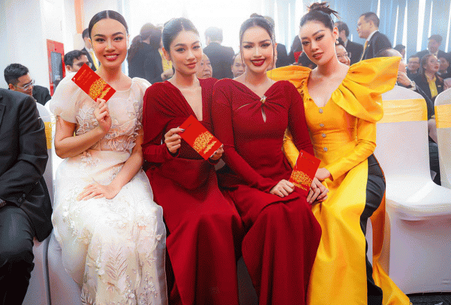 Hoa hậu Ngọc Châu diện váy đỏ thướt tha, tự tin đọ sắc bên Khánh Vân, Thảo Nhi và Thuỷ Tiên
