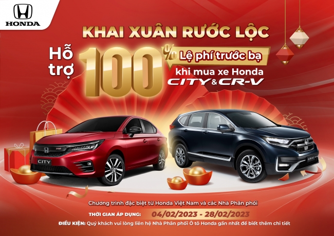 'Khai xuân rước lộc' - Nhận ưu đãi 100% lệ phí trước bạ khi mua Honda CR-V và Honda City