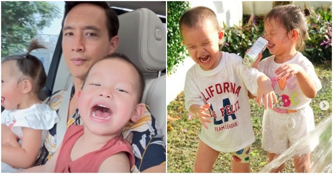 Bé Leon con trai Hồ Ngọc Hà có biểu cảm cực hài hước khi được bố dạy tiếng Việt