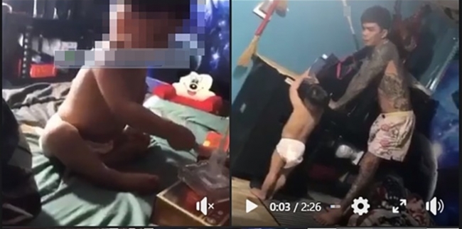 Phẫn nộ clip người đàn ông hành hạ, ép bé trai 2 tuổi sử dụng chất nghi là ma túy