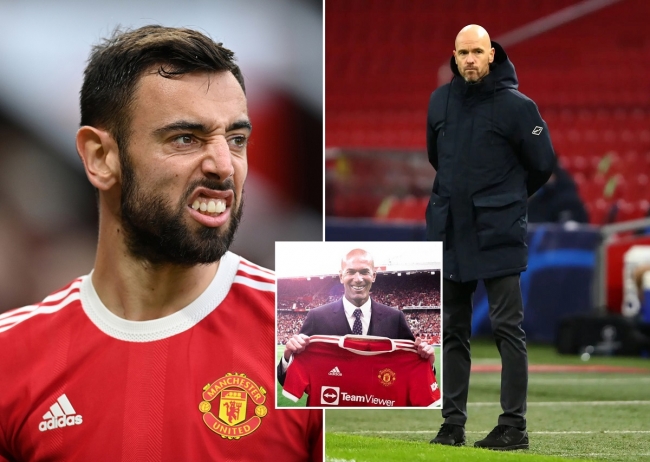Phòng thay đồ MU nổi loạn: Bruno Fernandes đấm đàn em, Zidane thế chỗ Ten Hag ngay sau trận Bayern?