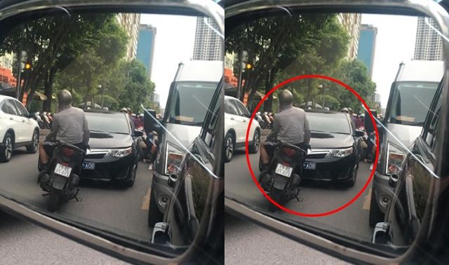 “Anh hùng SH” cả gan chặn ngang ô tô biển xanh đi lấn làn