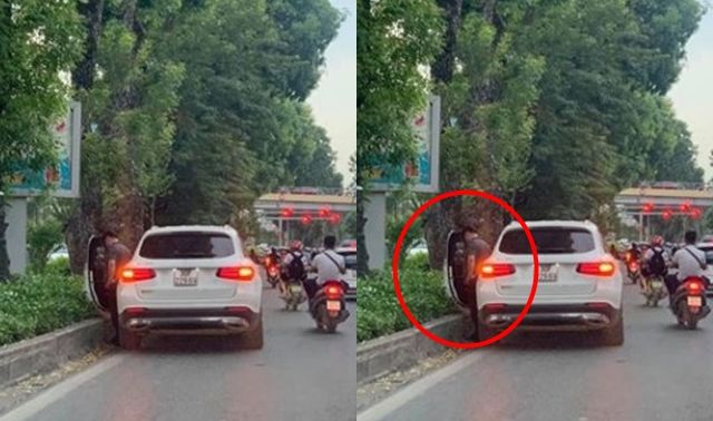 Tài xế ngang nhiên mở cửa phóng uế ngay trên đường, CĐM thi nhau ném đá