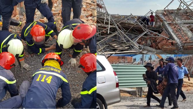 Sởn da gà khoảnh khắc  bức tường hàng trăm mét ở Đồng Nai đổ sập khiến 10 công nhân thiệt mạng