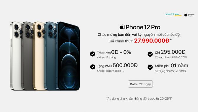 [Độc quyền] Viettel Store chính thức nhận Đặt cọc iPhone 12 với ưu đãi 50GB iCloud miễn phí 01 năm