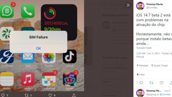 iOS 14.7 beta 2 gặp vấn đề về SIM không sửa được