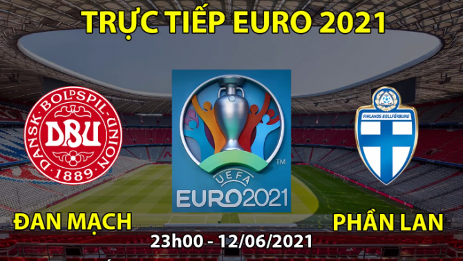 Xem trực tiếp trận đấu Đan Mạch vs Phần Lan, Bảng B EURO 2021 23h00 ngày 12/06 trên VTV 