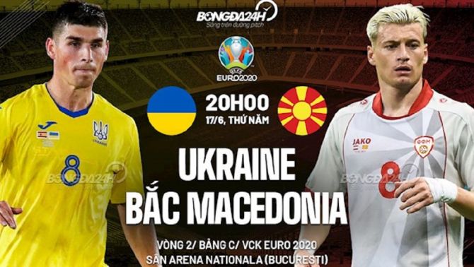 Link xem trực tiếp trận Ukraine-Bắc Macedonia 20h00 tối 17/6, link VTV full HD cực nét