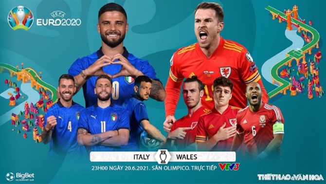 Link xem trực tiếp trận Italia-Wales bảng A EURO 2021, link VTV full HD xem cực đã!