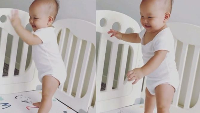 Clip Leon khoái chí thả tay đứng vững khiến Hồ Ngọc Hà và khán giả thích thú