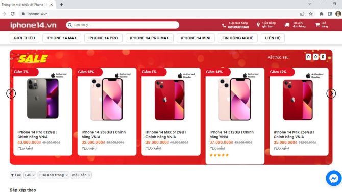 Đột nhập website iphone14.vn xem có gì?